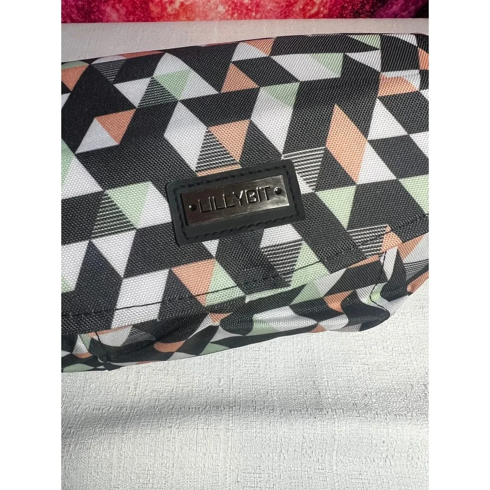 Lillybit Diaper Clutch Bag Geometric Triangle Print Black Peach Mint Green Small